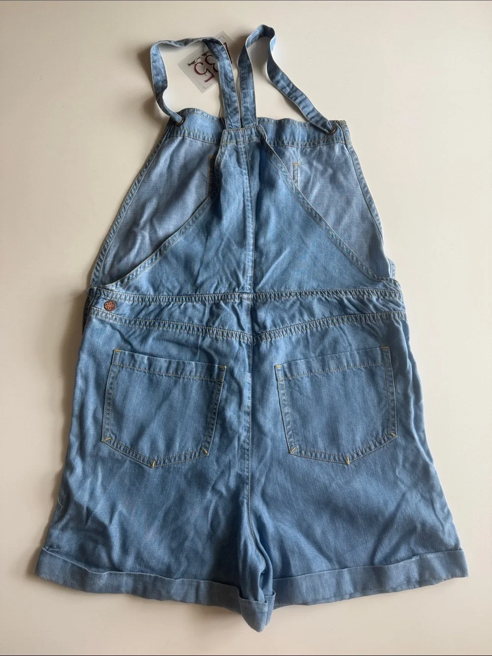 Matilda Jane (435) Light Blue Denim Chambray Overall Shorts Sz 12 NWT - Picture 9 of 11